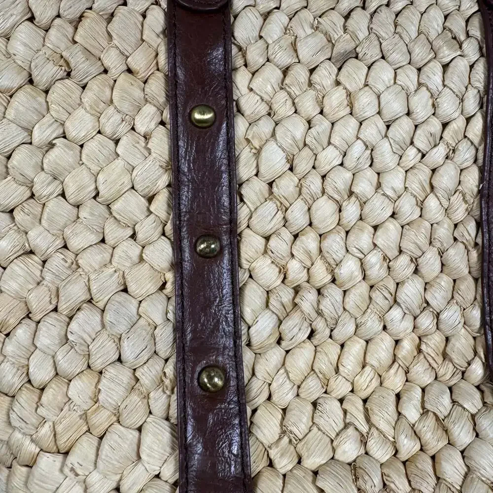 Straw Studios Large Straw & Leather Tote Bag - Picture 2 of 10